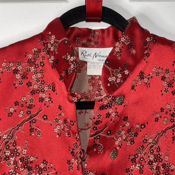 Vtg 80s Saks Ruth Norman NY Womens Jacket Size Med Asian Cheongsam Style Red USA - Picture 4 of 15
